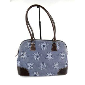 Dooney & Bourke Blue Signature Logo ‎ Leather Trim & Handles Satchel Bag